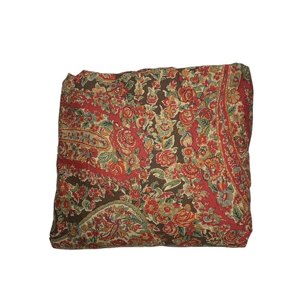 Pottery Barn Red Carrie Paisley Full/Queen Duvet Cover Cotton Linen Brown Floral - Picture 2 of 7